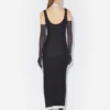 El vestido doble drapeado negro El vestido doble drapeado negro