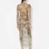 El vestido largo beige Madaillon