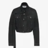 La chaqueta de denim negro con tiras La chaqueta de denim negro con tiras