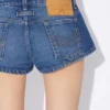 Los pantalones cortos de mezclilla azules con botones Los pantalones cortos de mezclilla azules con botones