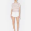 Los pantalones cortos de mezclilla blanca con botones Los pantalones cortos de mezclilla blanca con botones