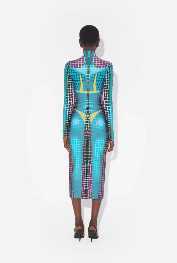 Reedición: vestido con estampado de lunares azules Reedición: vestido con estampado de lunares azules