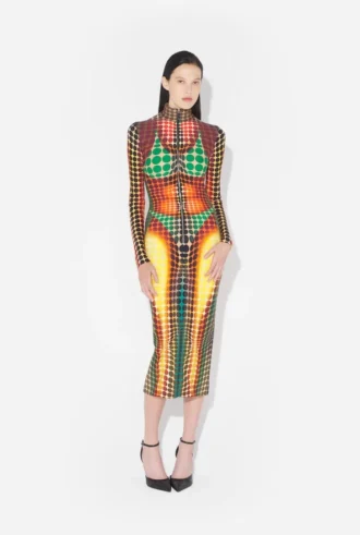 Reedición: vestido midi de lunares marrones